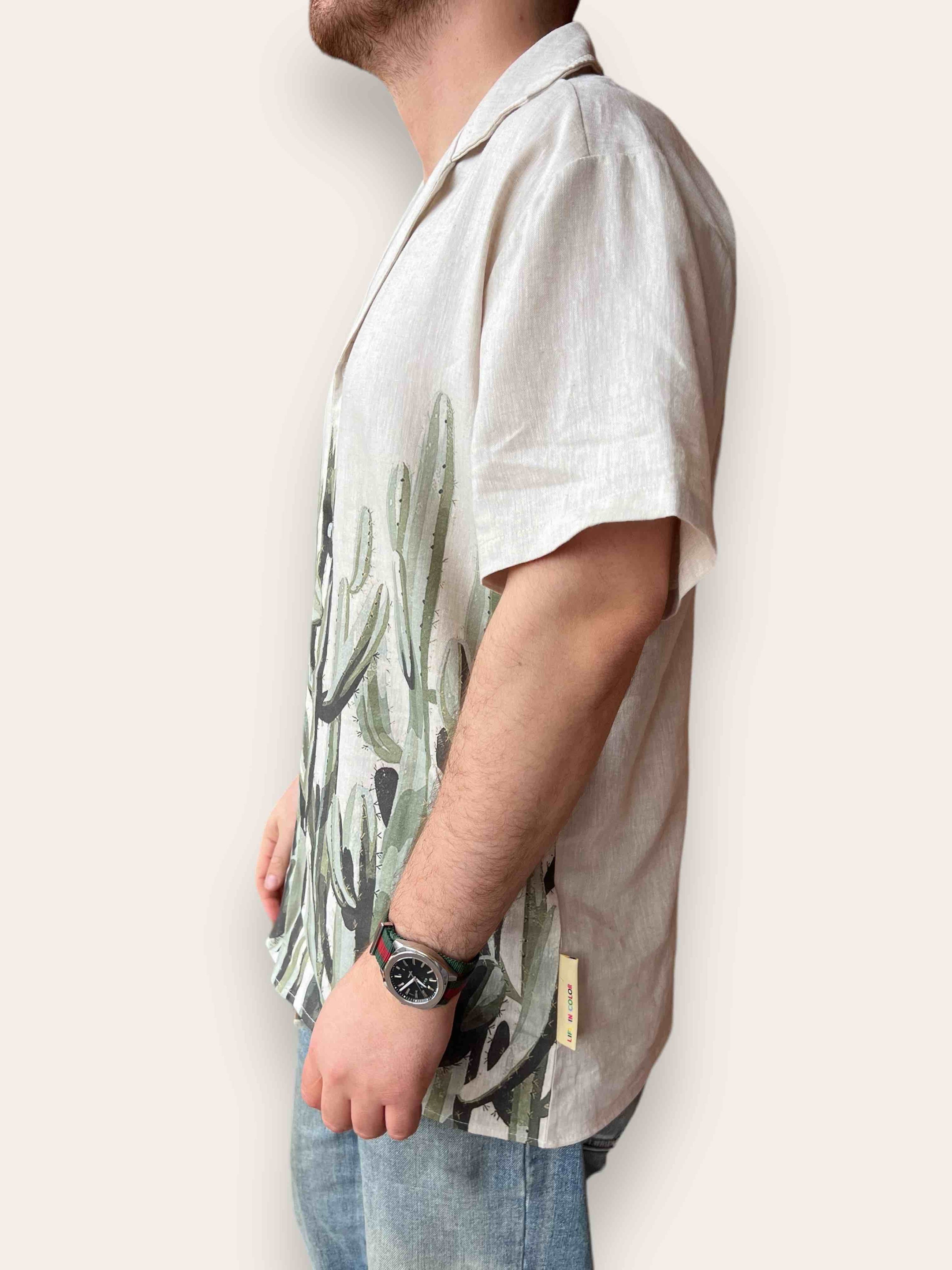 Camicia manica corta Lino/visvosa TEMATICO