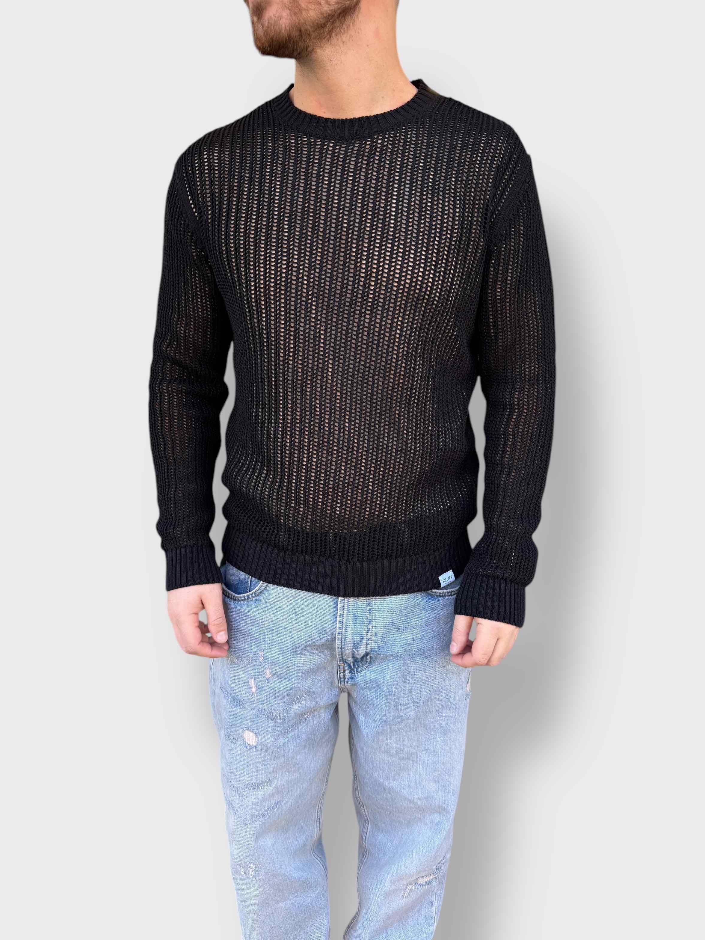 Maglia girocollo traforata ALTATENSIONE