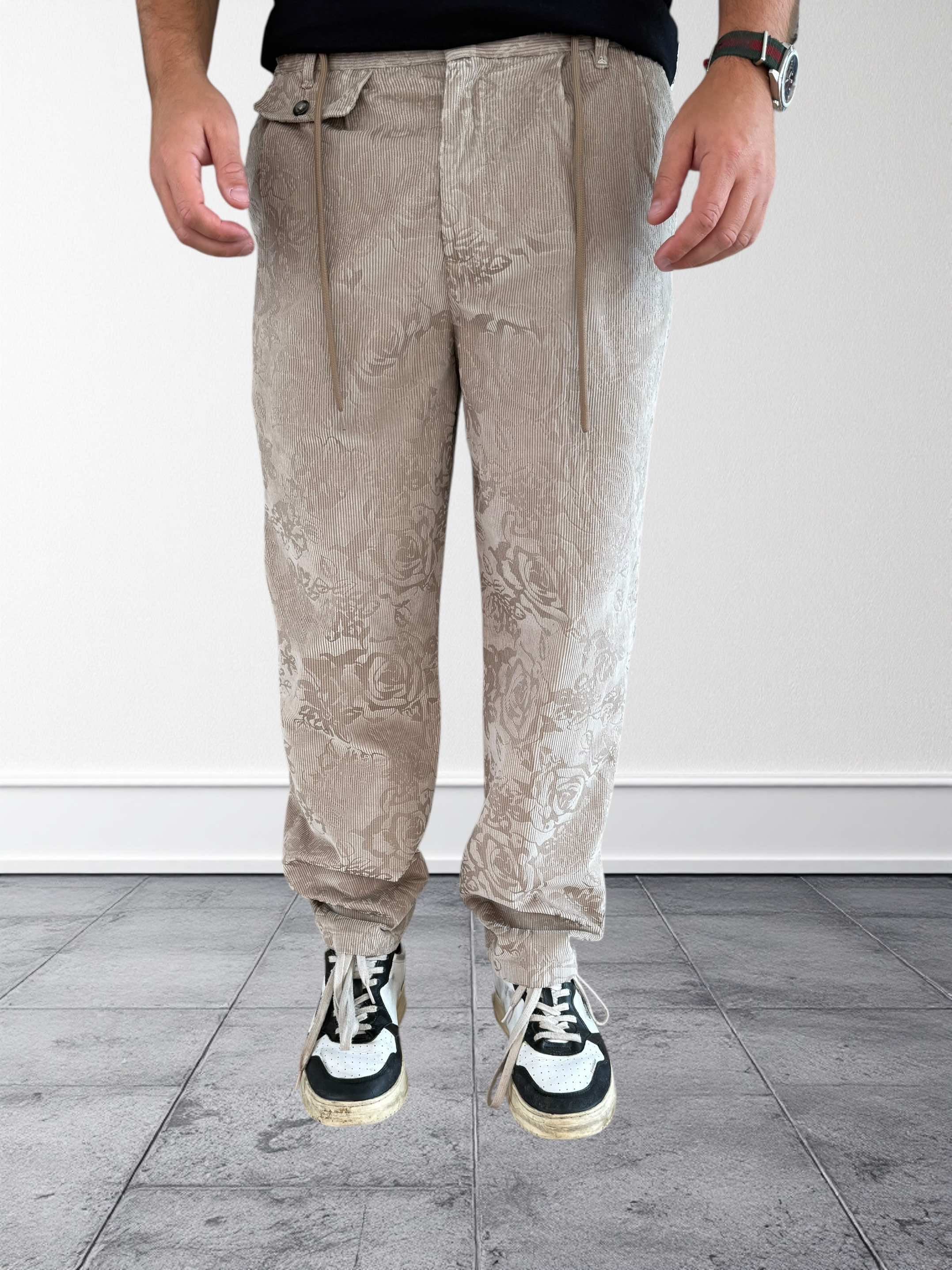 Pantalone devorè in velluto ricamato 143 BERNA