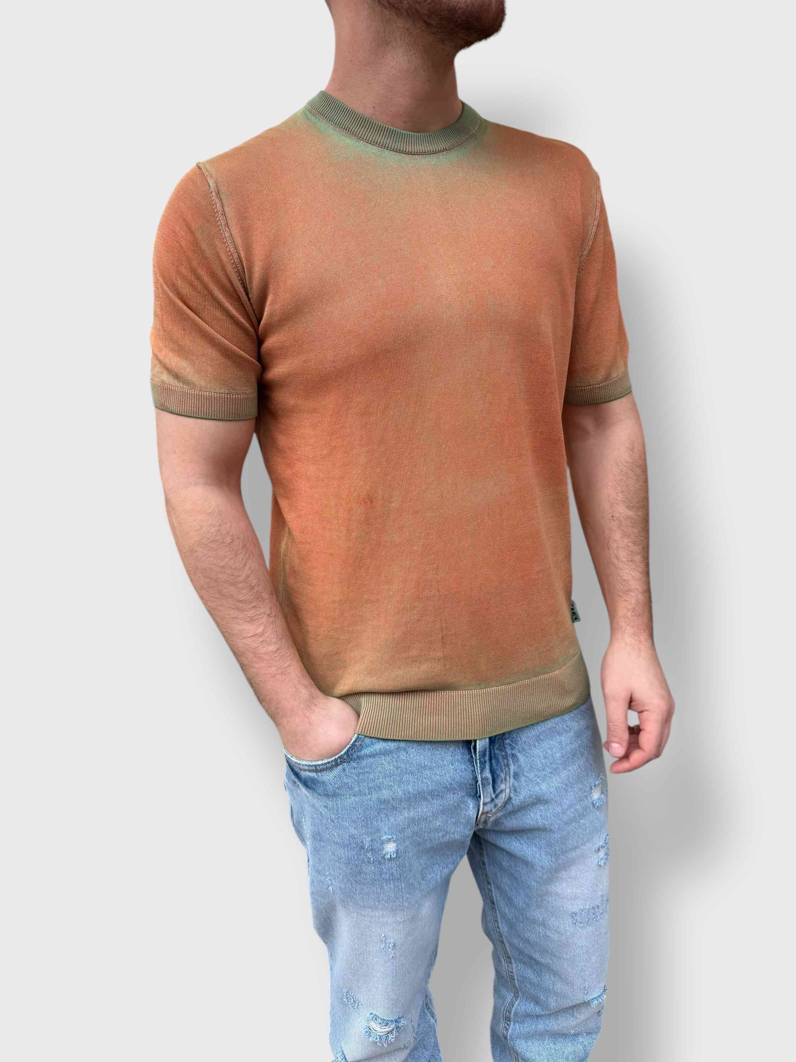 T-shirt in maglia girocollo doppia tintura BERNA