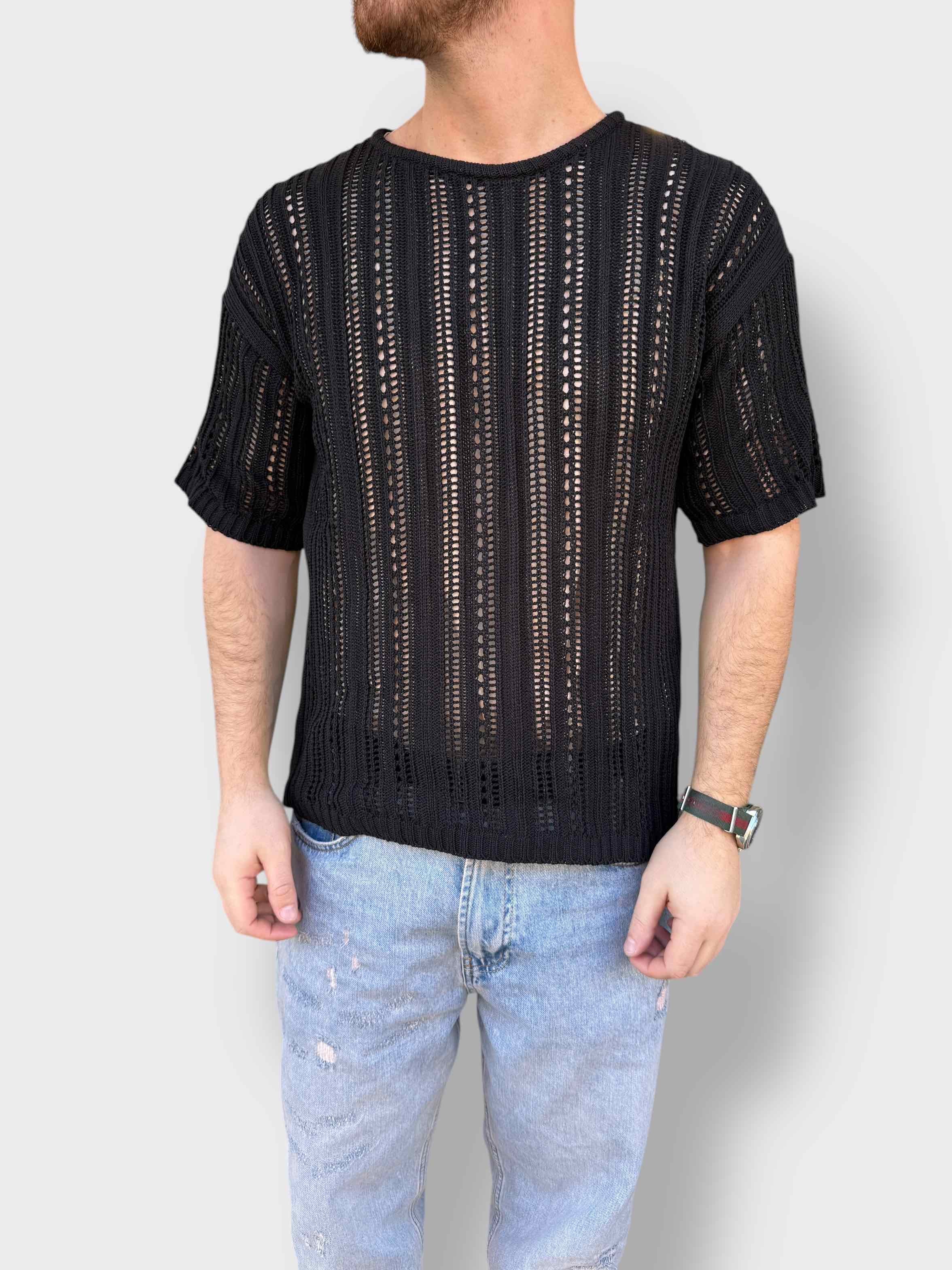 T-shirt in maglia traforata OVERD
