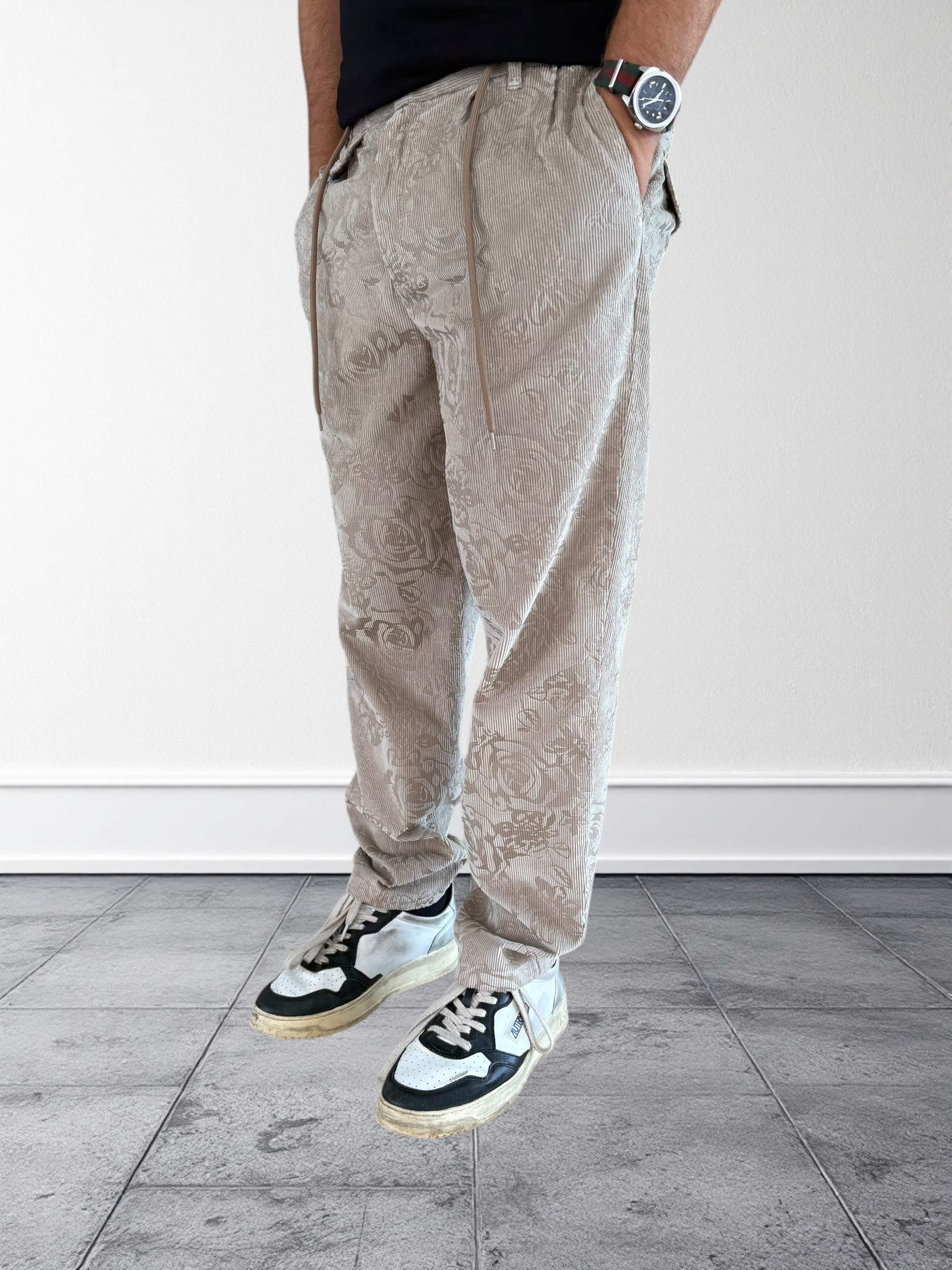 Pantalone devorè in velluto ricamato 143 BERNA