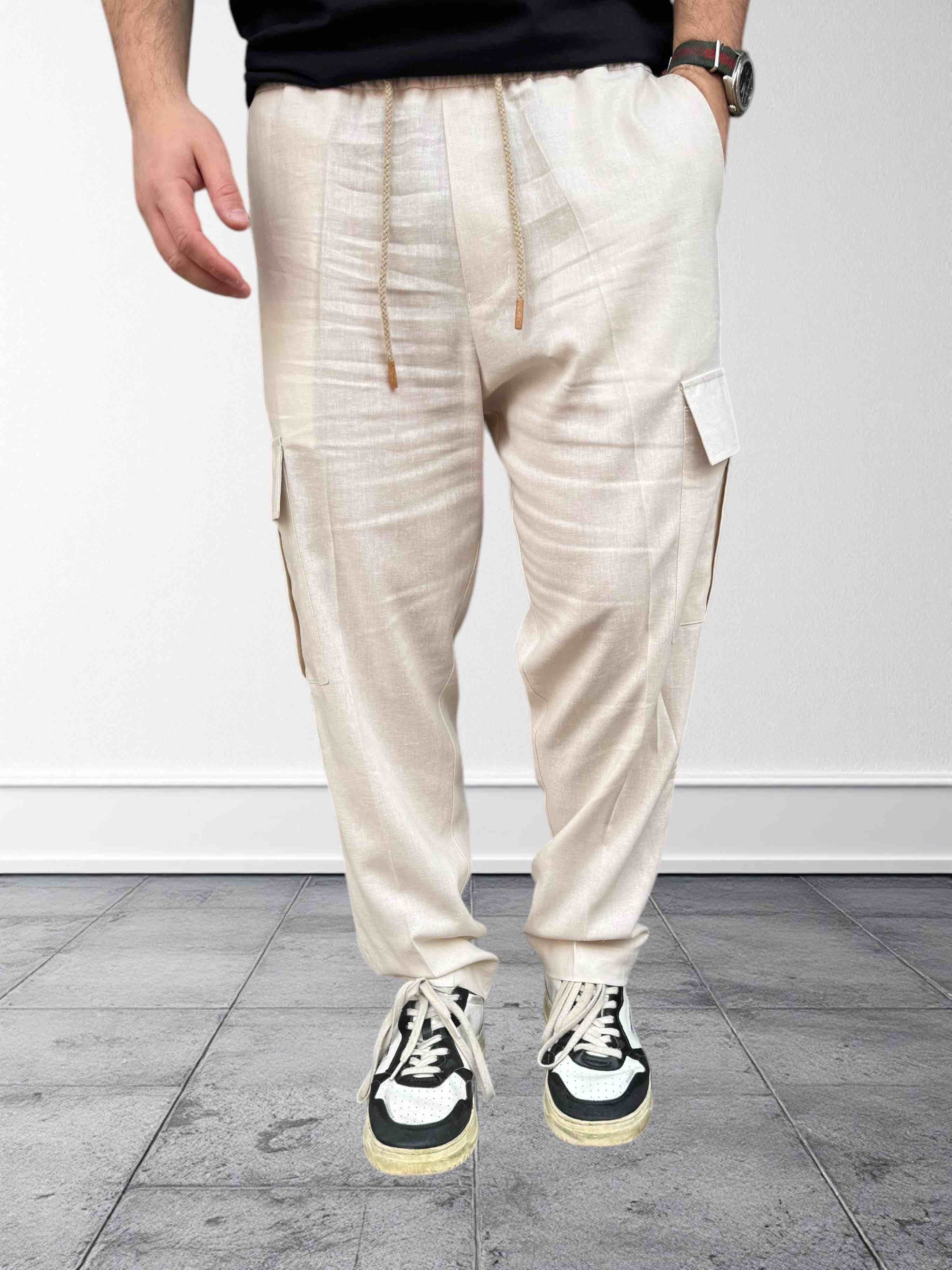 Pantalaccio cargo tapered fit lino OVERD