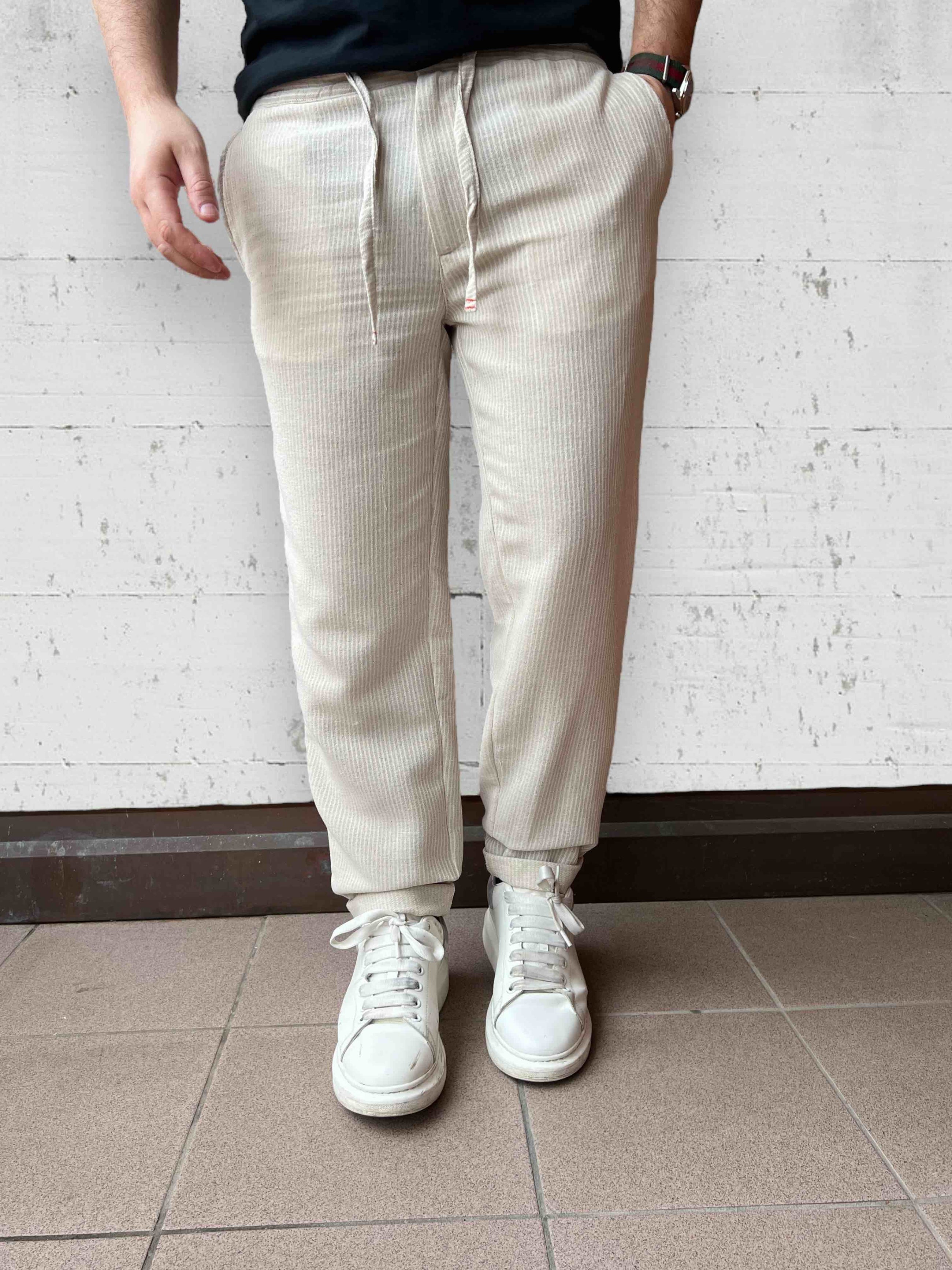 Pantalaccio lino righe BERNA