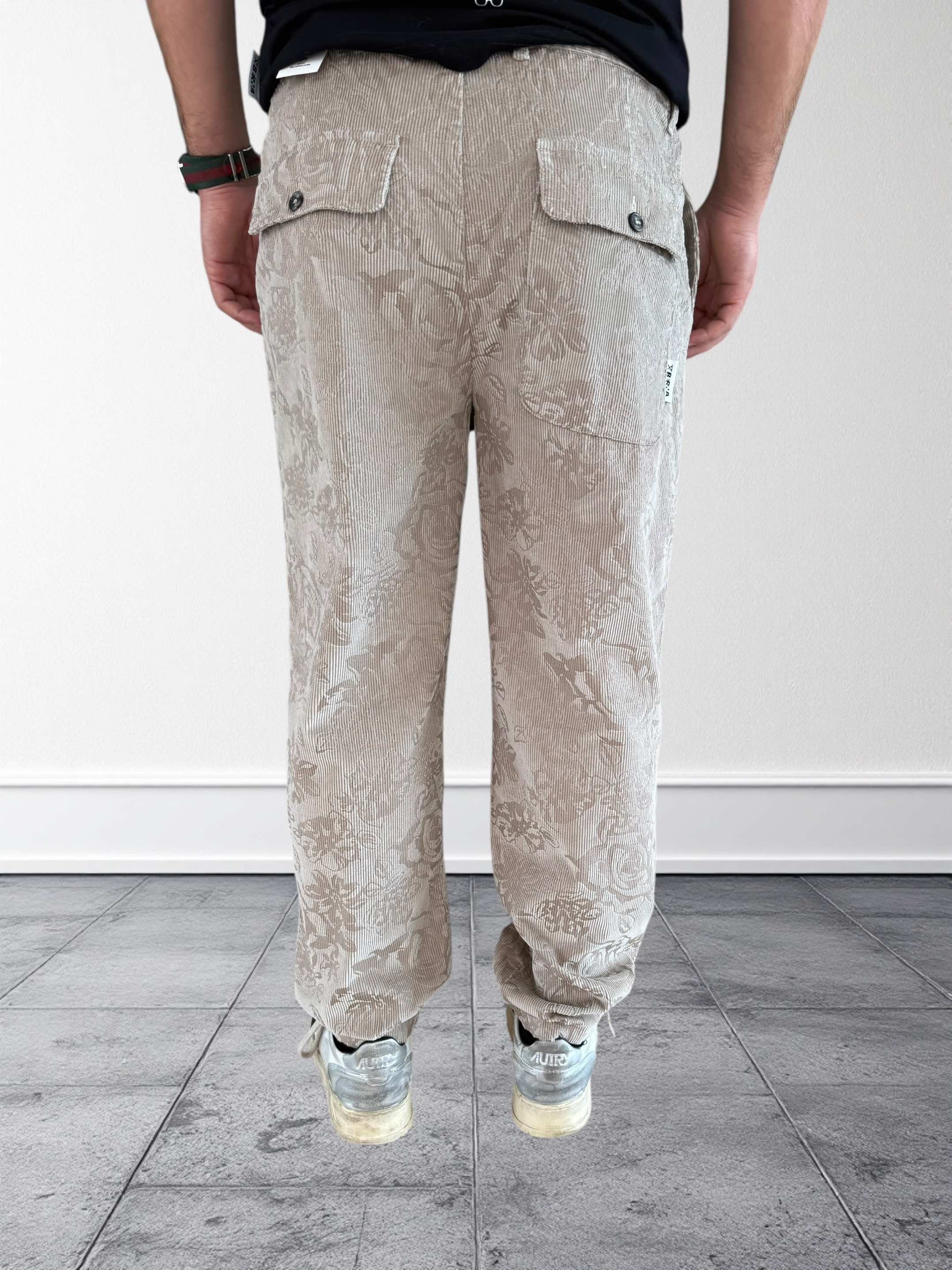 Pantalone devorè in velluto ricamato 143 BERNA