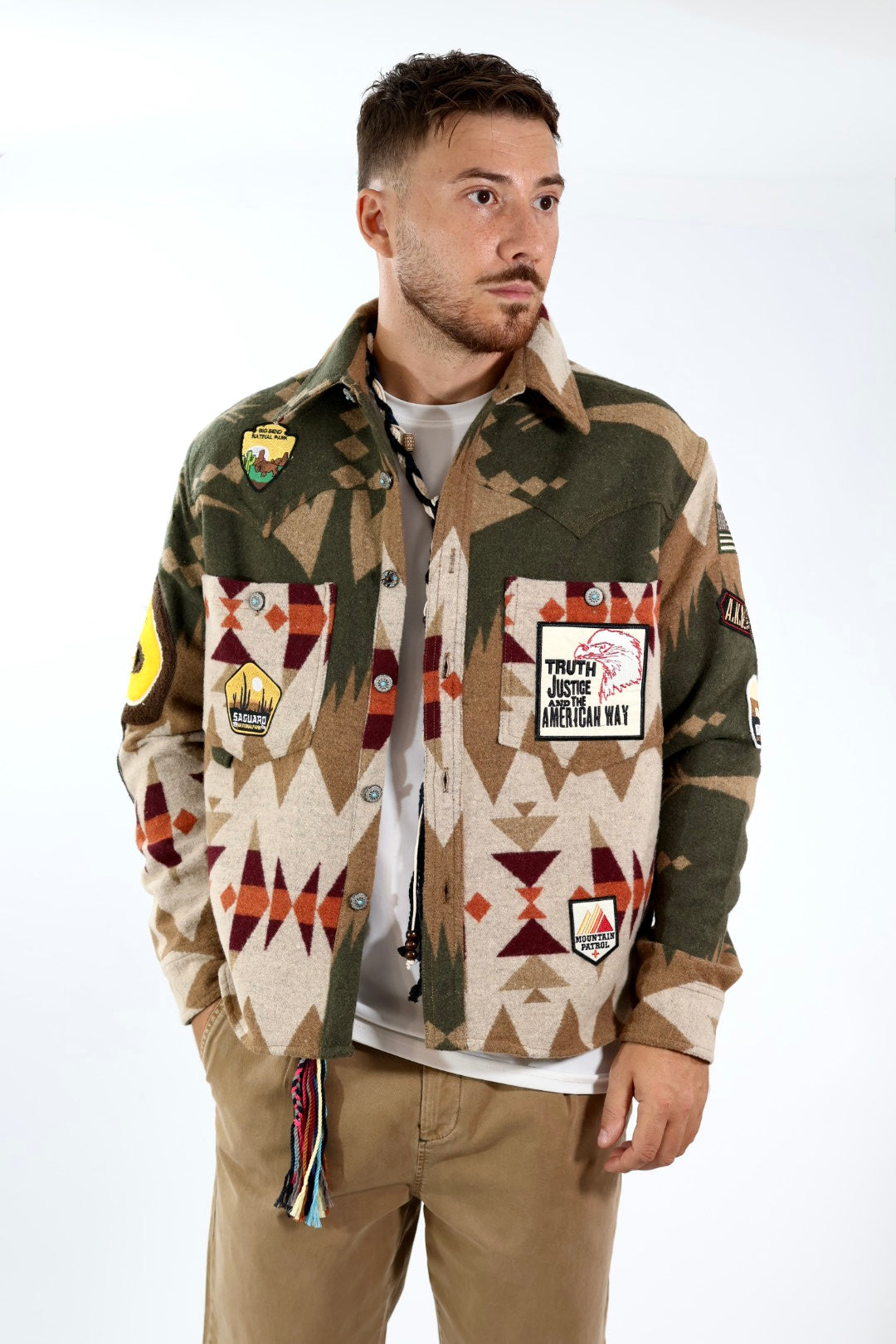 Giacca boxy azteco patch 366 BERNA