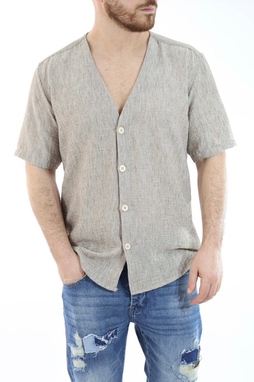 Camicia m/m scollo V  C60 OVER-D
