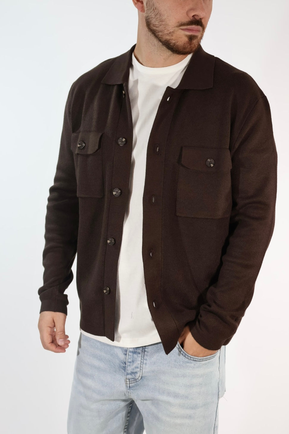 Cardigan 044 polo punto milano moro BERNA