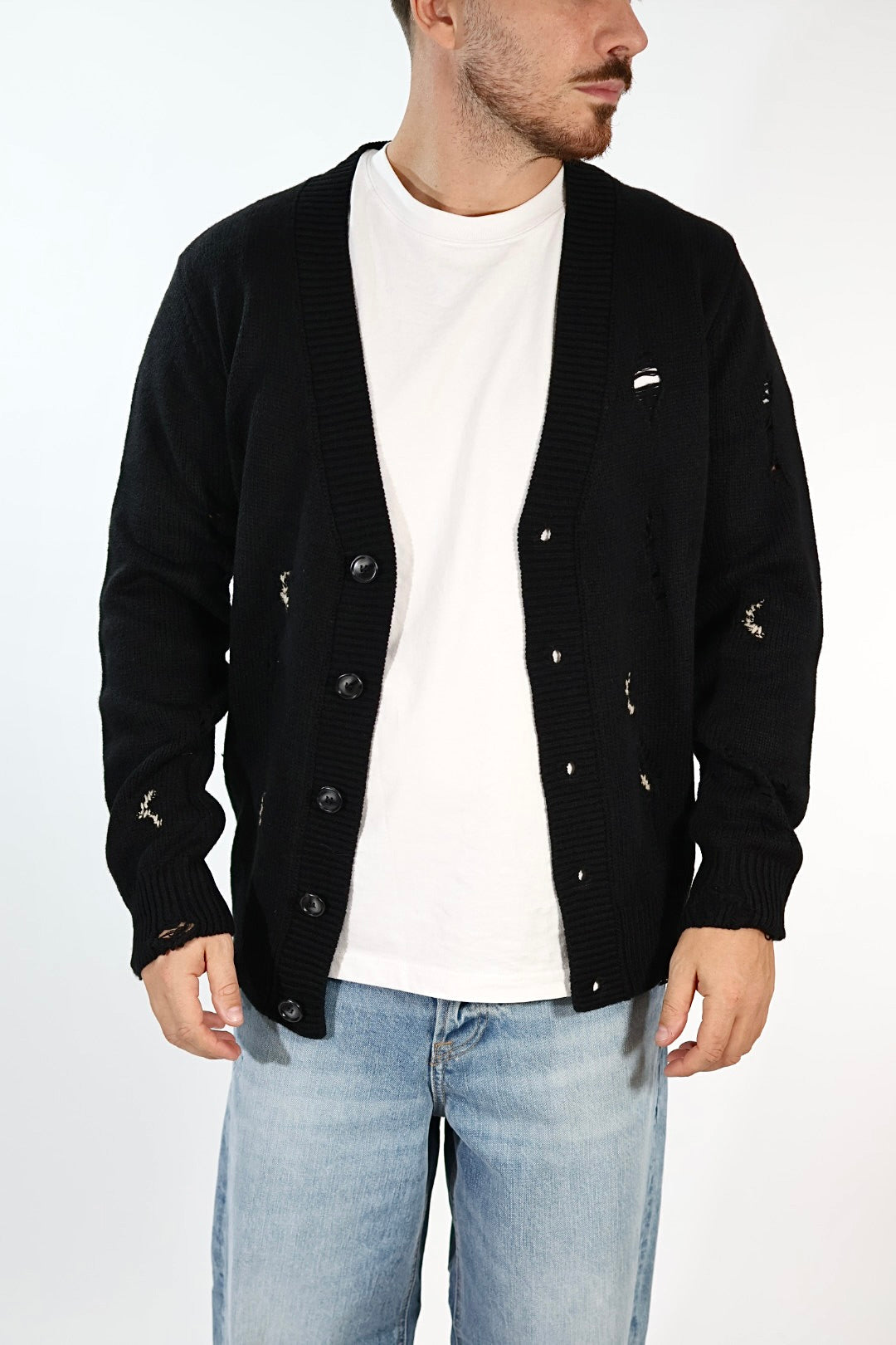Cardigan 616 strappi misto lana GIANNI LUPO