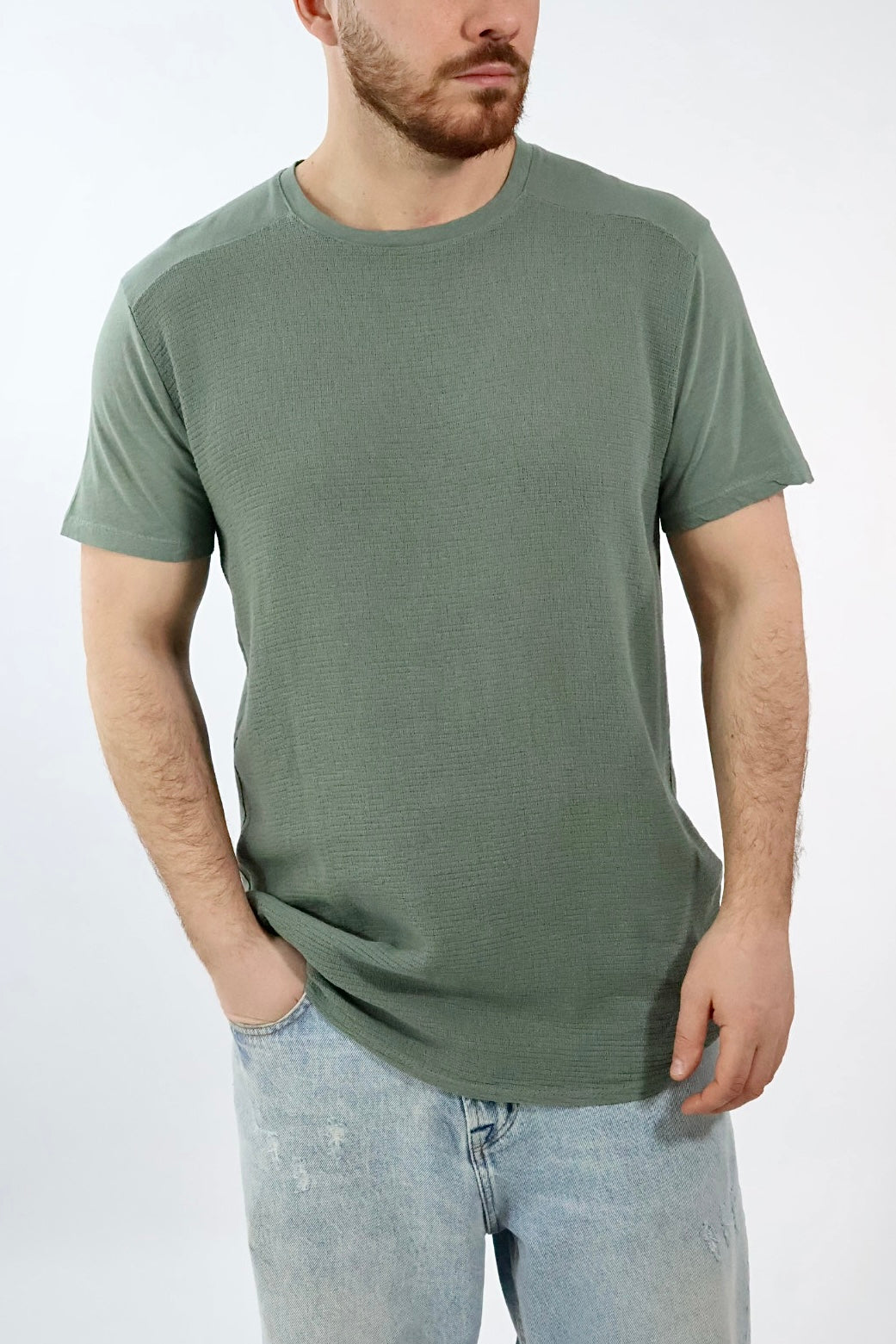 T-shirt girocollo misto lino 102 BL11