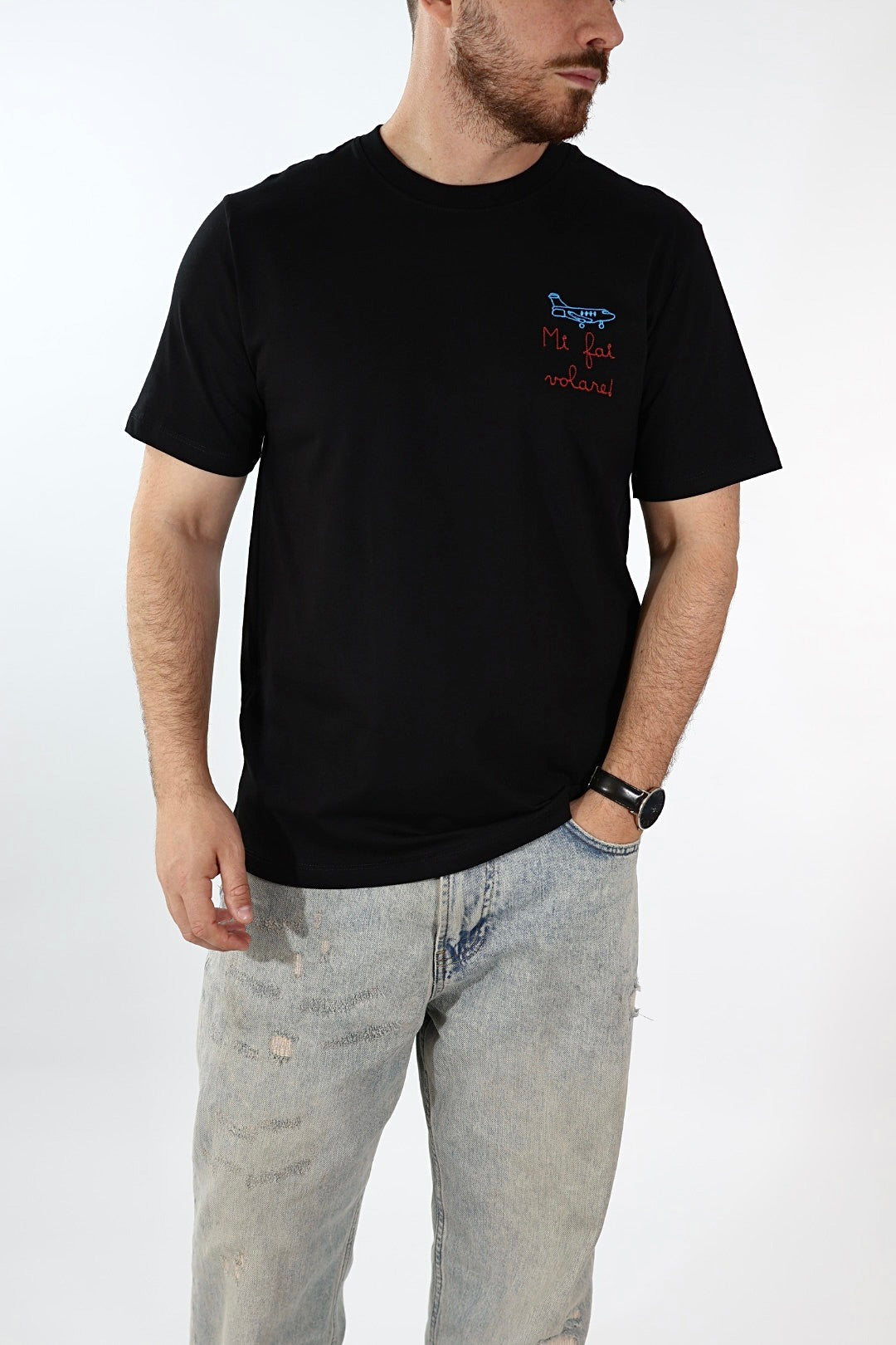 T shirt scritta ricamo 6030 J.W