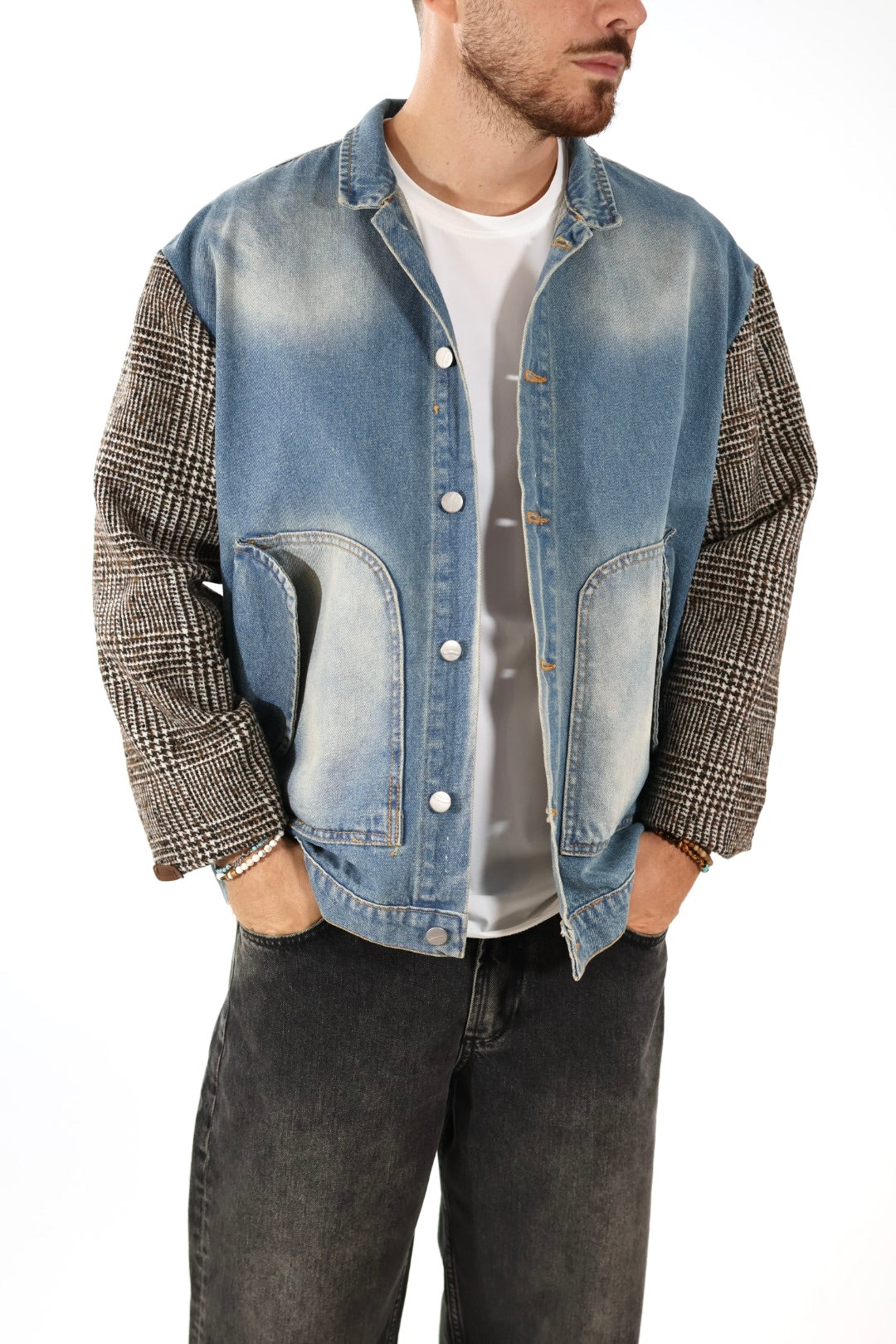 Giubbotto denim combinato J84 OVERD