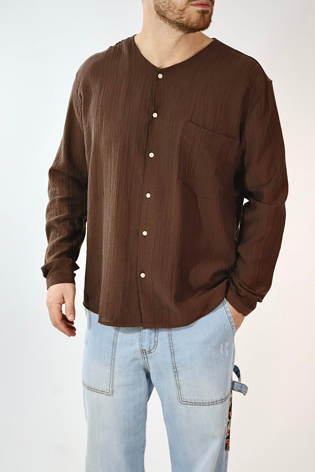 Camicia tencel scollo V C65 OVER-D