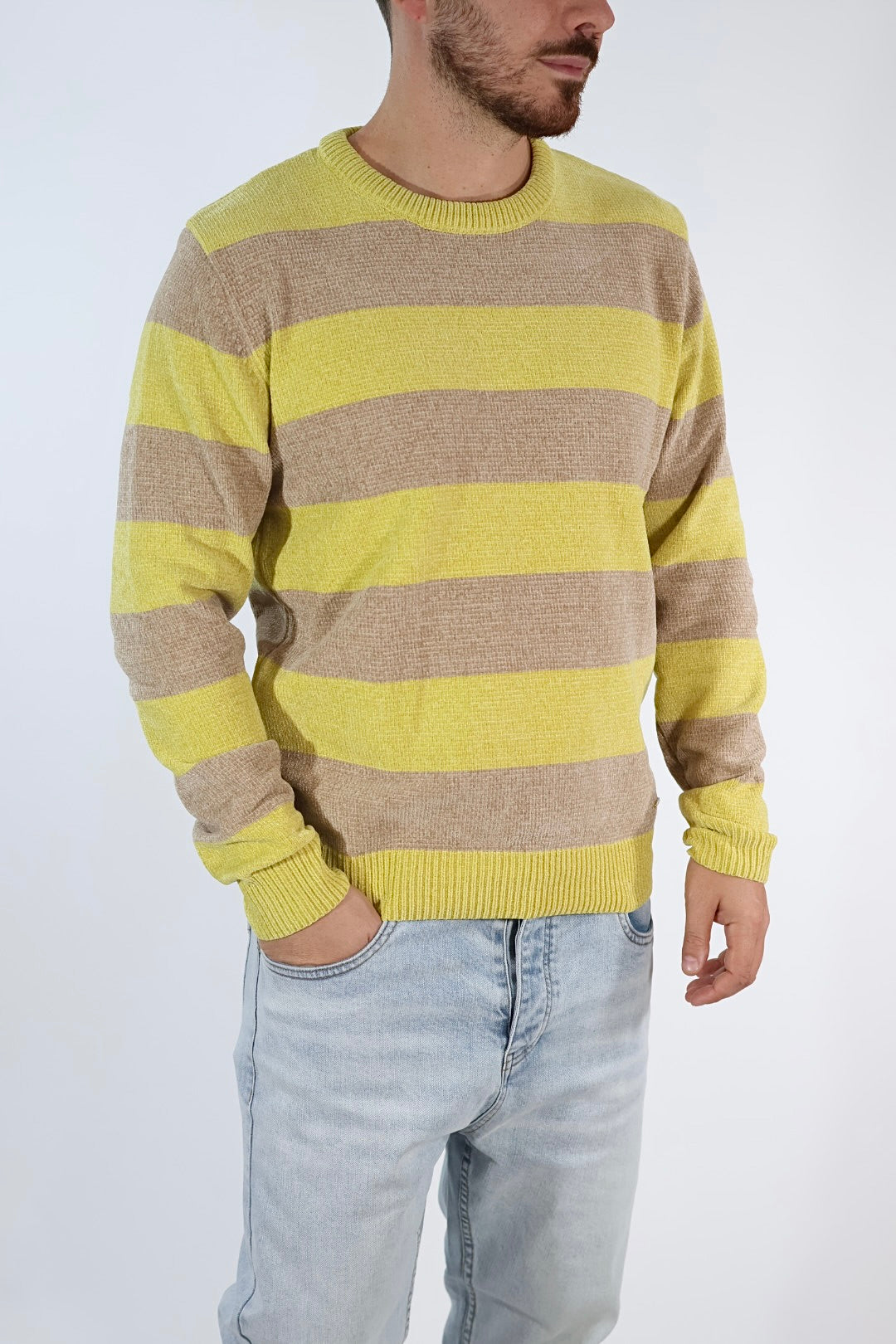 Maglione 635 ciniglia girocollo righe  GIANNI LUPO