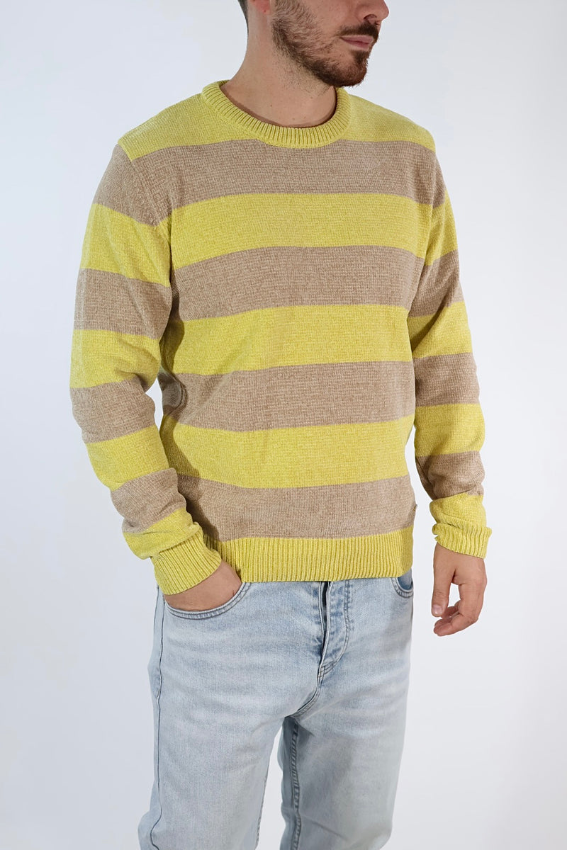 Maglione 635 ciniglia girocollo righe  GIANNI LUPO