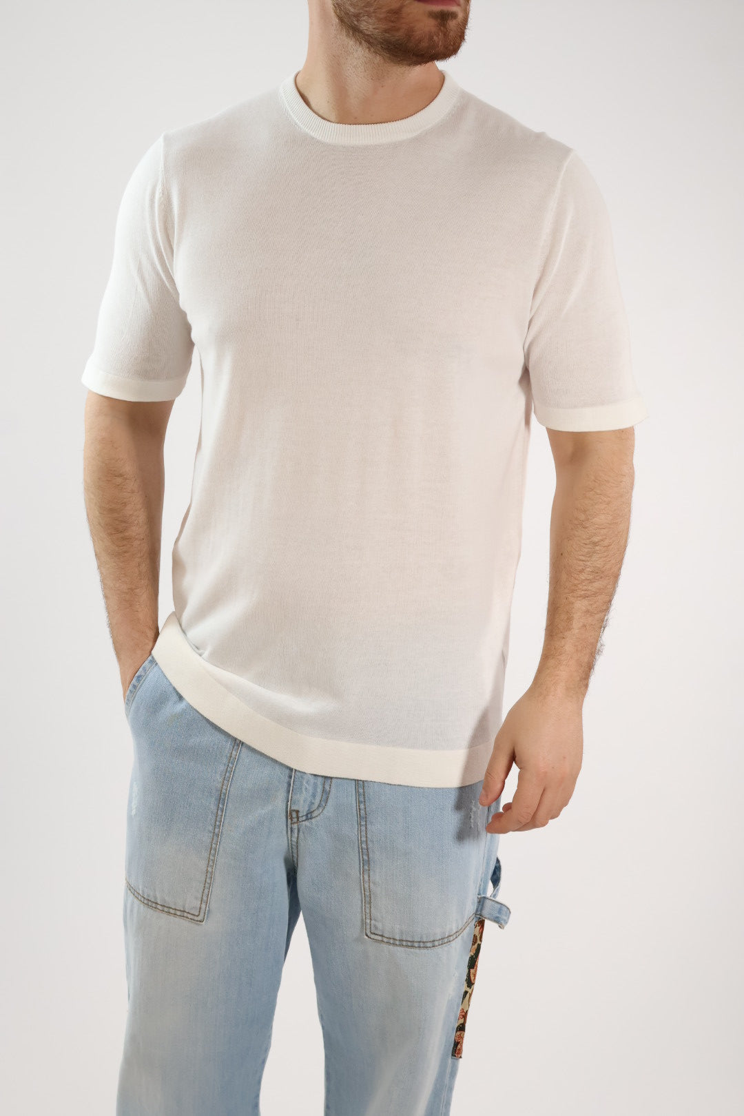 T-shirt in maglia paricollo M11  OVER-D