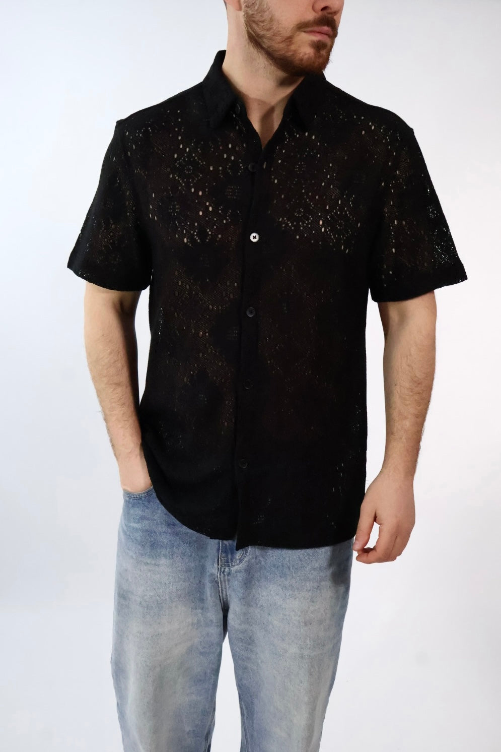 Camicia m/m traforata  014OD GIANNI LUPO