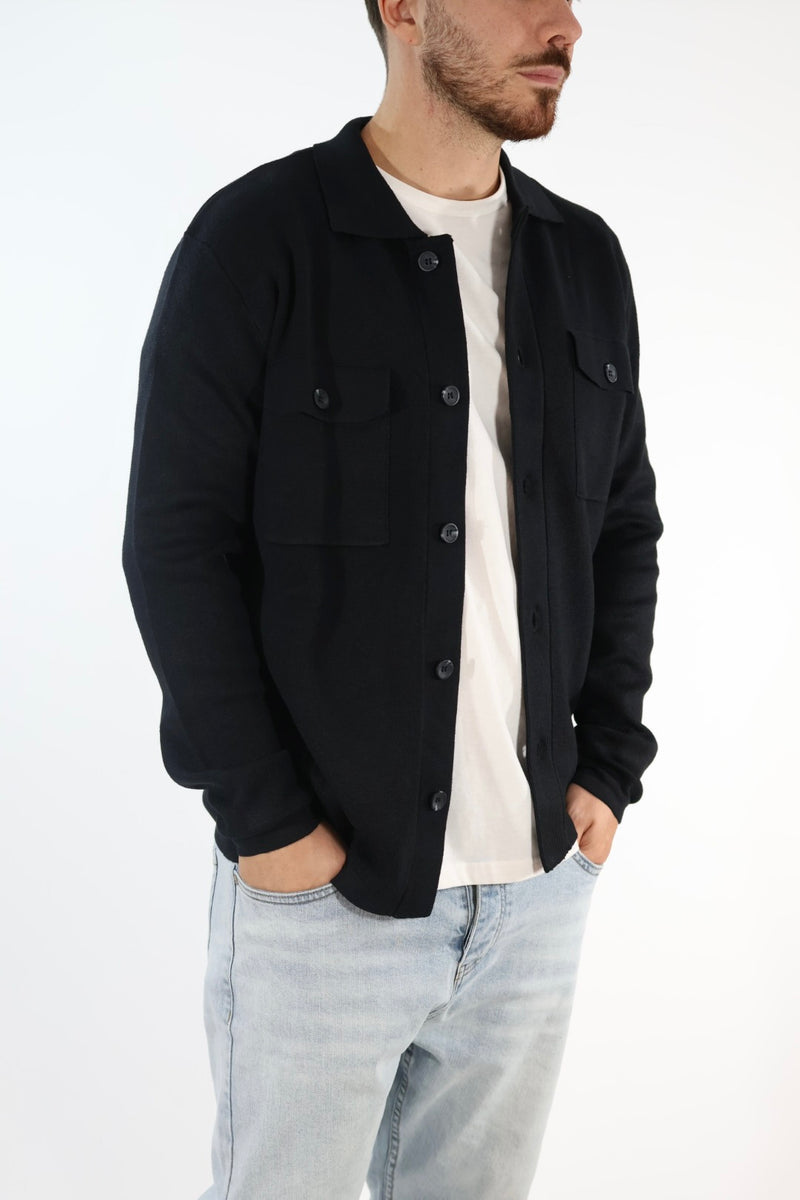 Cardigan 044 polo punto milano nero BERNA