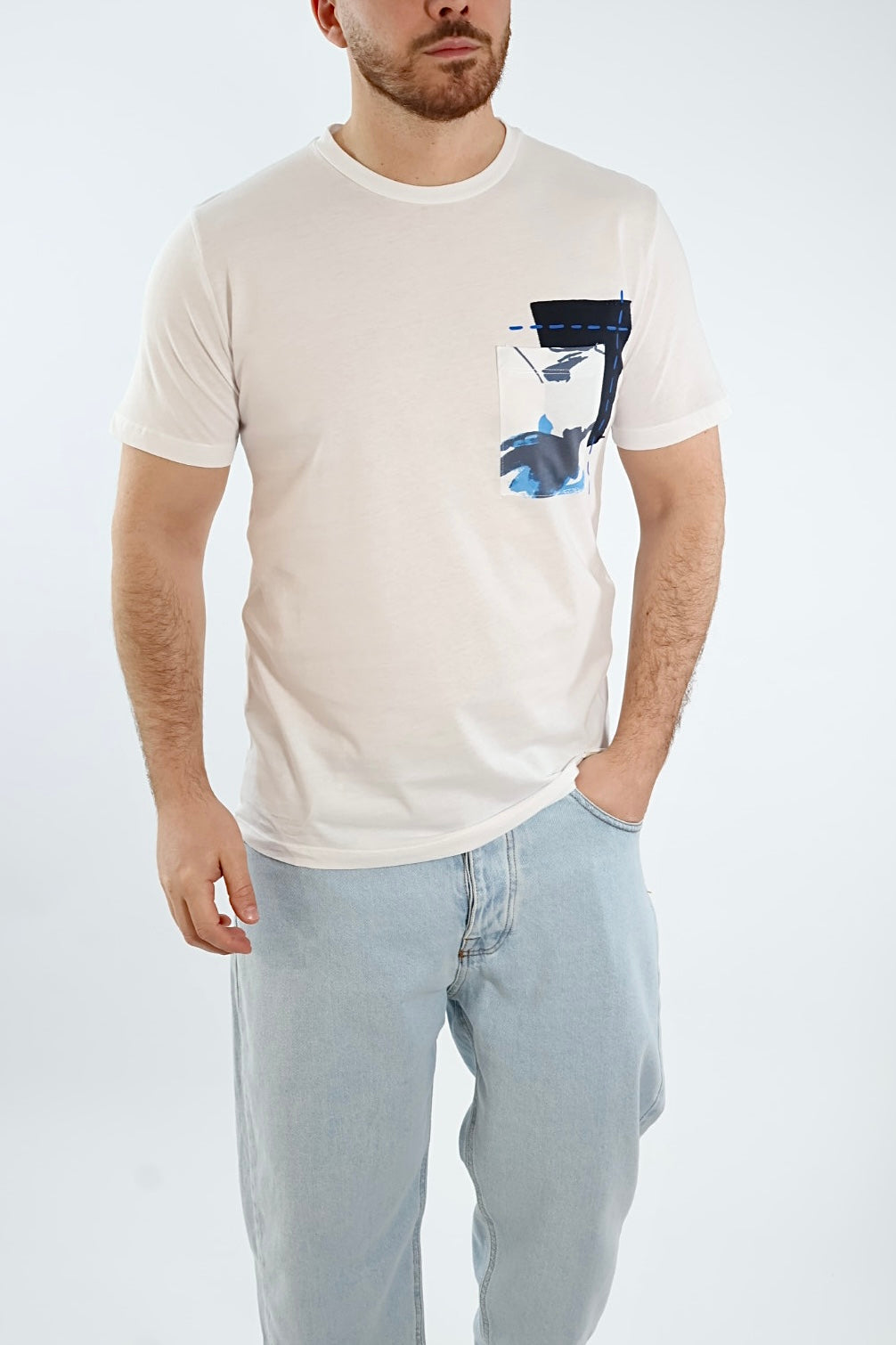 T shirt doppio taschino fiori 30  BL11