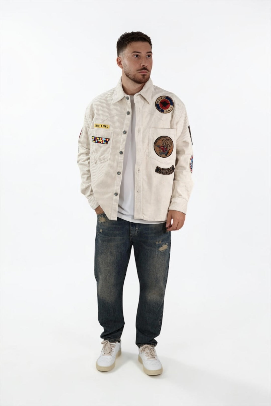 Overshirt boxy velluto patch 353 BERNA
