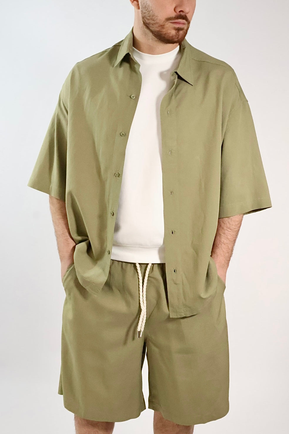 Camicia viscosa/lino m/m 224  BERNA