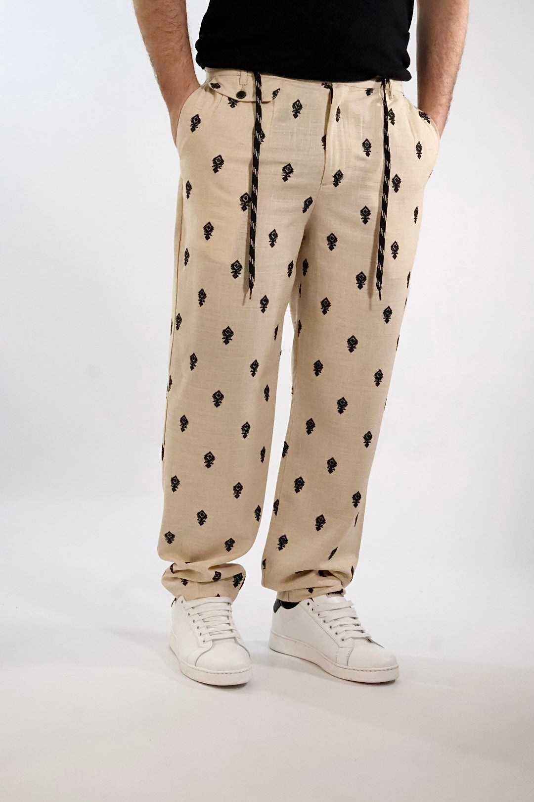 Pantalone ricamo lino/viscosa 402 BERNA
