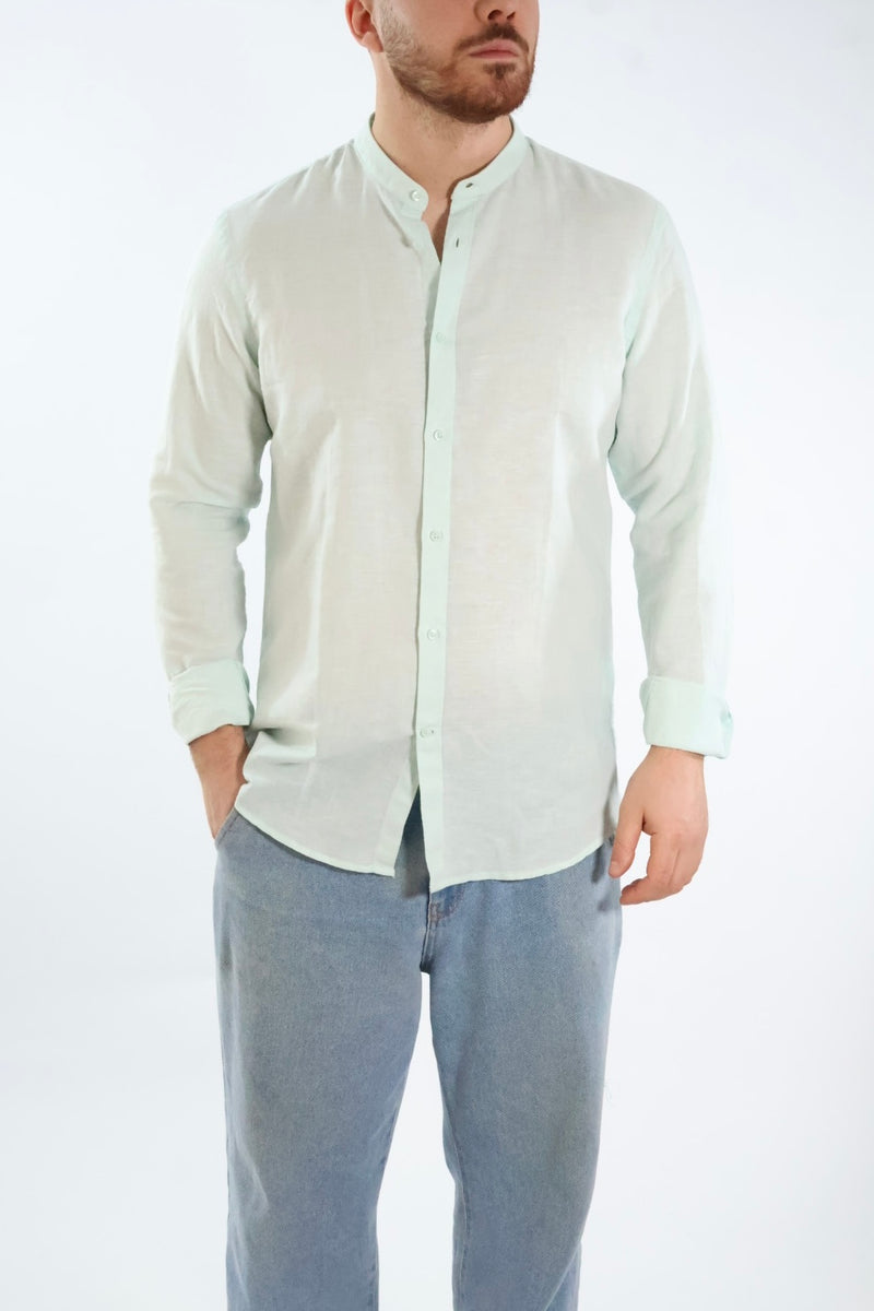 Camicia lino/cotone collo coreana C25 OVER-D