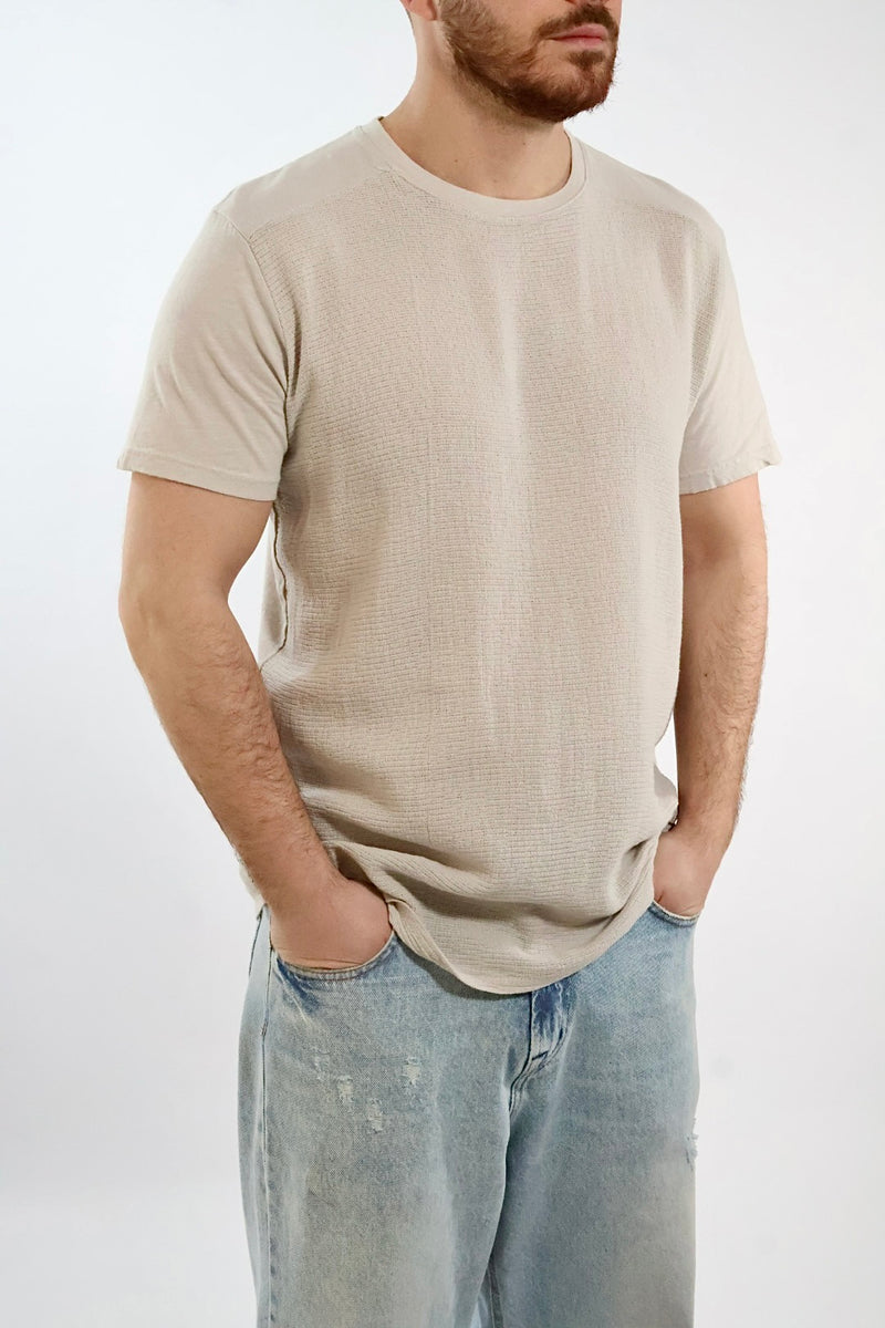 T-shirt girocollo misto lino 080 BL11