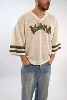 T shirt in maglia logo traforata 494  DISCLAIMER
