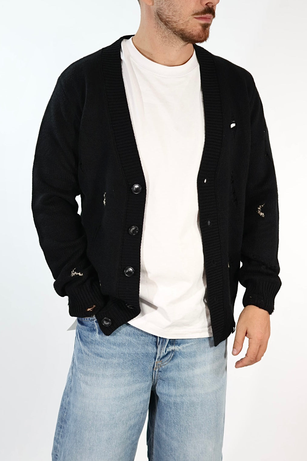 Cardigan 616 strappi misto lana GIANNI LUPO