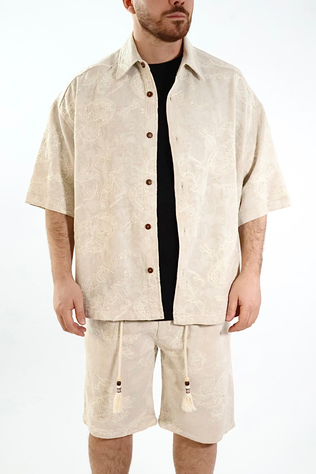 Camicia m/m paisley ricamato lino/cotone 255 BERNA