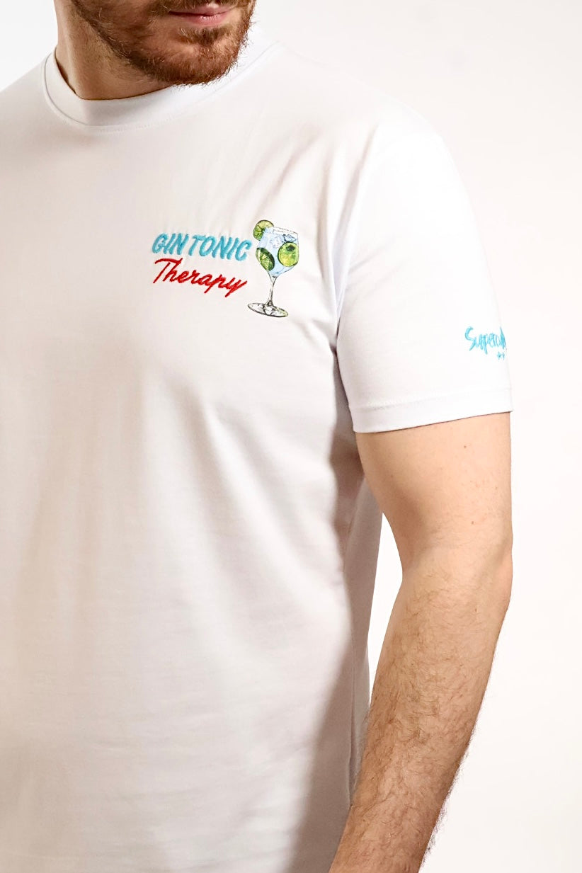 T-shirt ricamo gin tonic therapy A1905 SUPERCULTURE