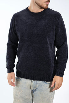 Maglione 363 girocollo ciniglia blu LANDEK