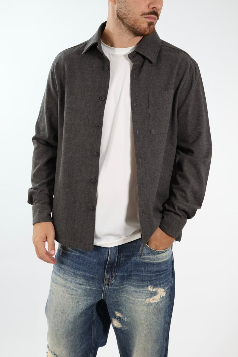 Camicia flanella grigio slim fit J05 OVERD