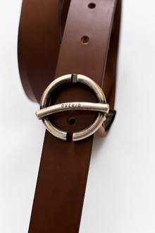 CINTURA LISCIA FIBBIA LOGO PELLE  Z02 OVER-D