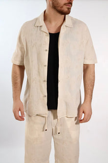 Camicia m/m jaquard ricami lino/cotone 830 BL11