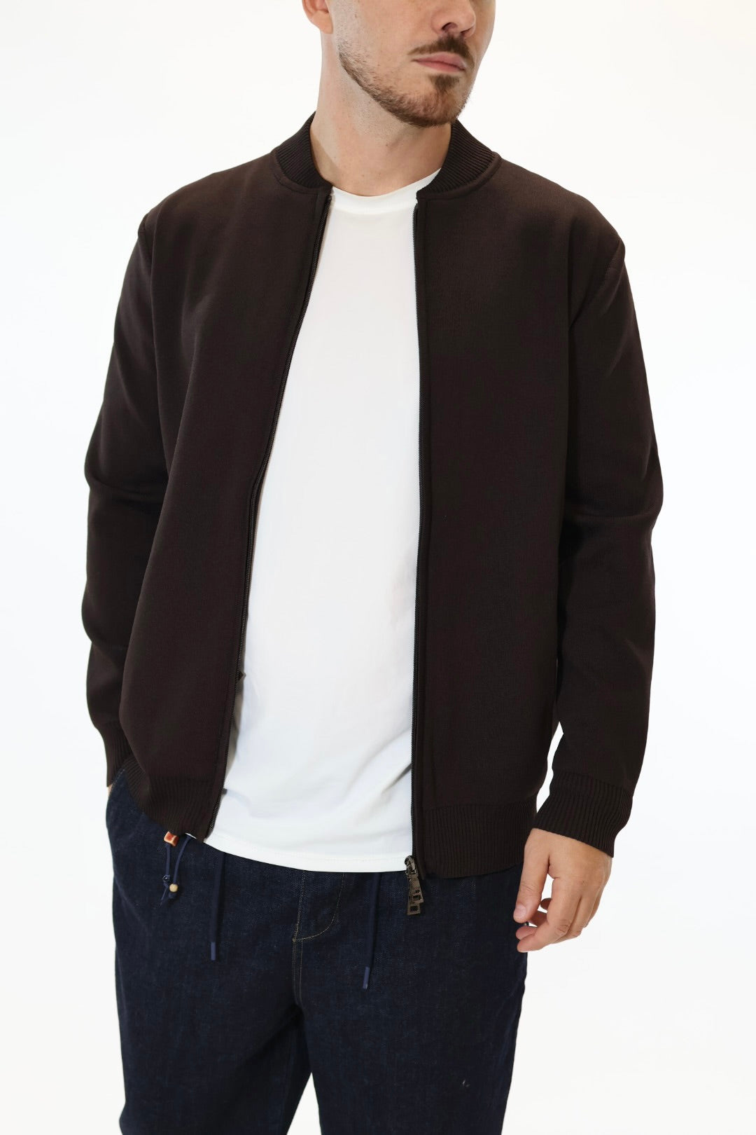 Maglioncino M14 lupetto full  zip moro OVERD