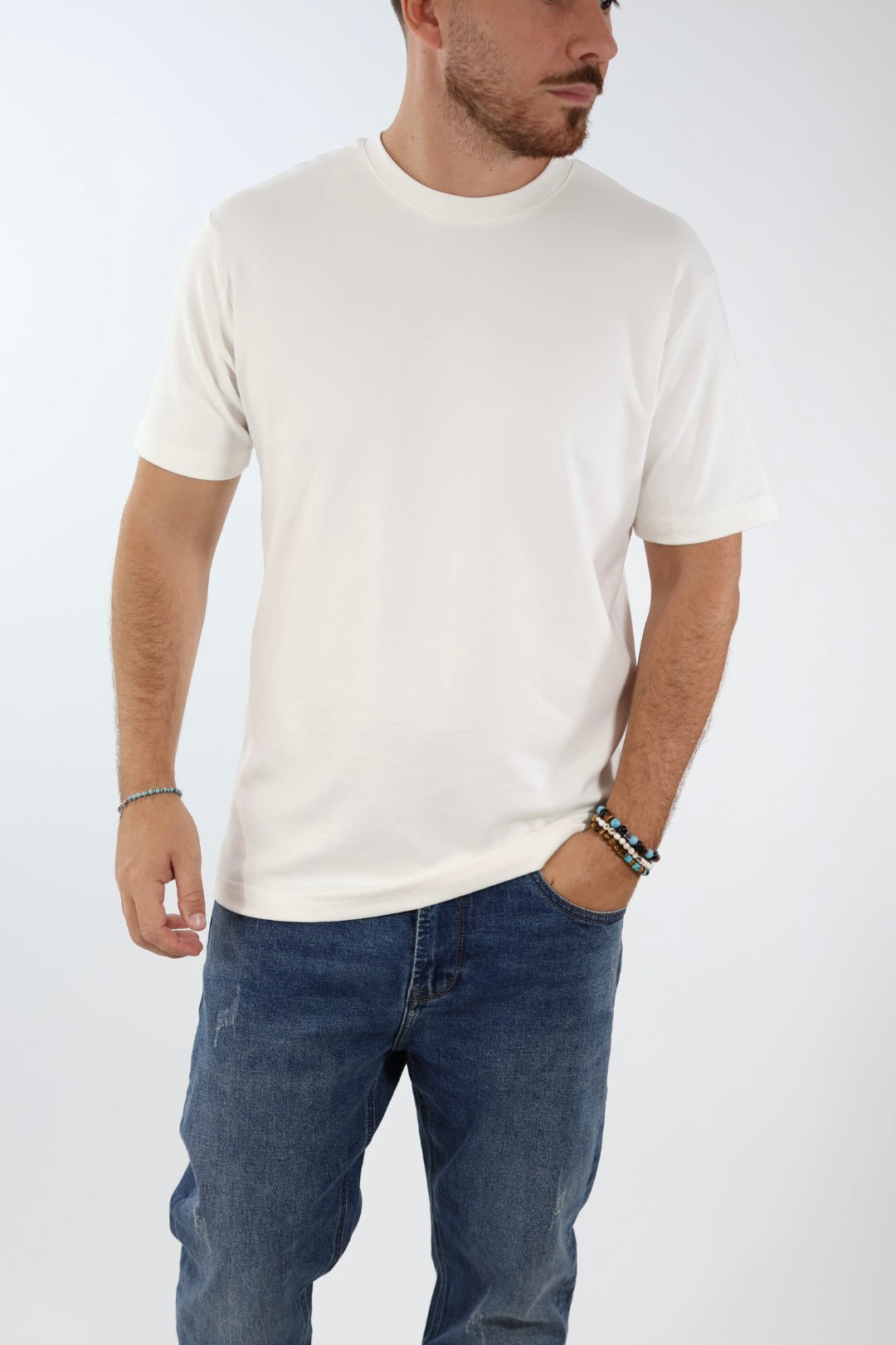 T-shirt basica viscosa bianco 505L GIANNI LUPO