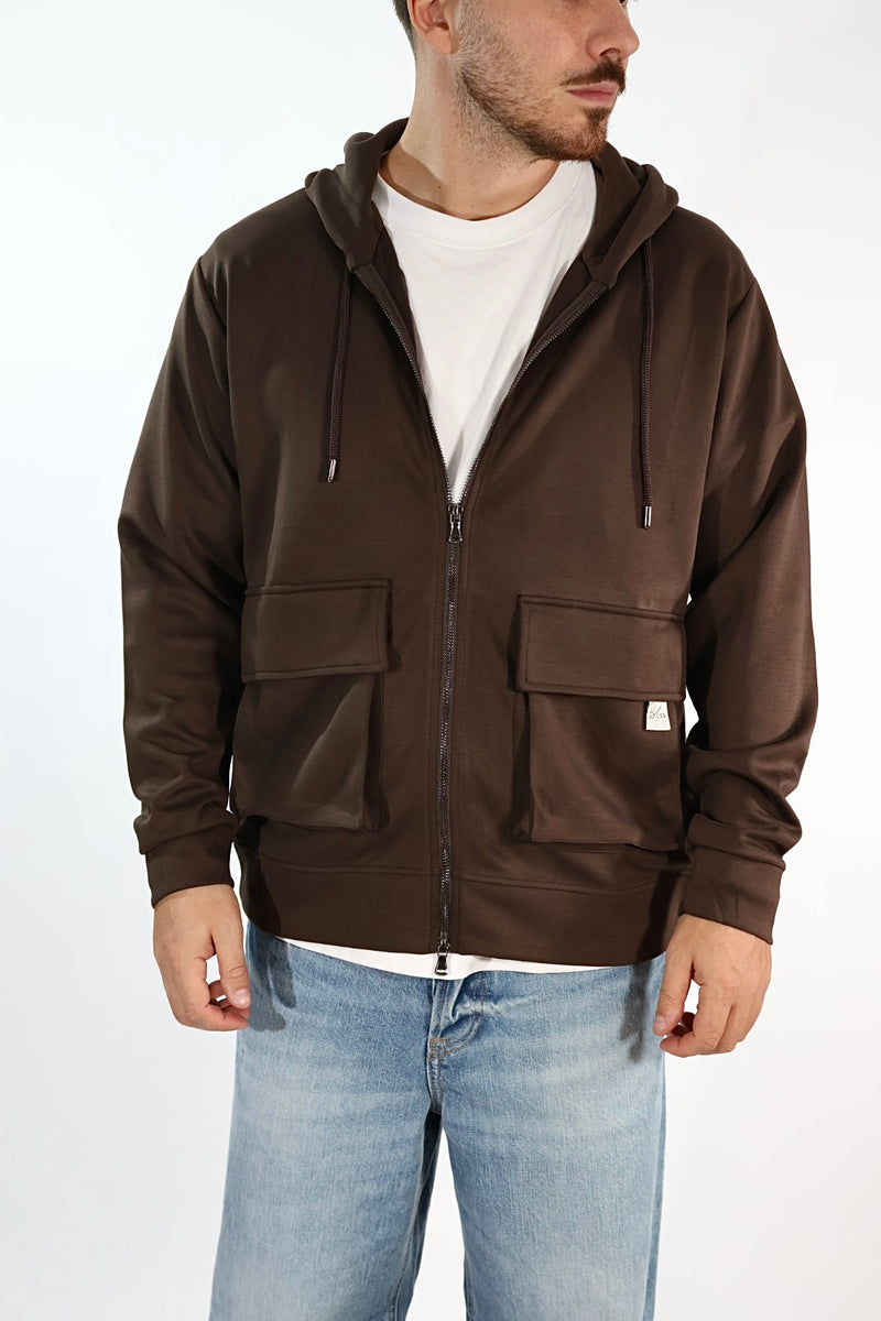 Felpa FI440162 moro viscosa cappuccio zip BL11