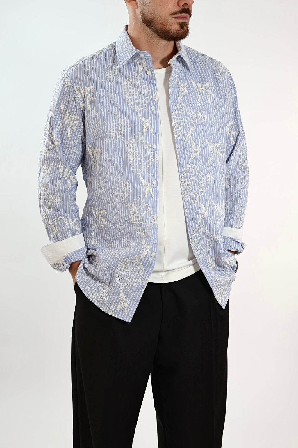Camicia righe fiori 366 BERNA