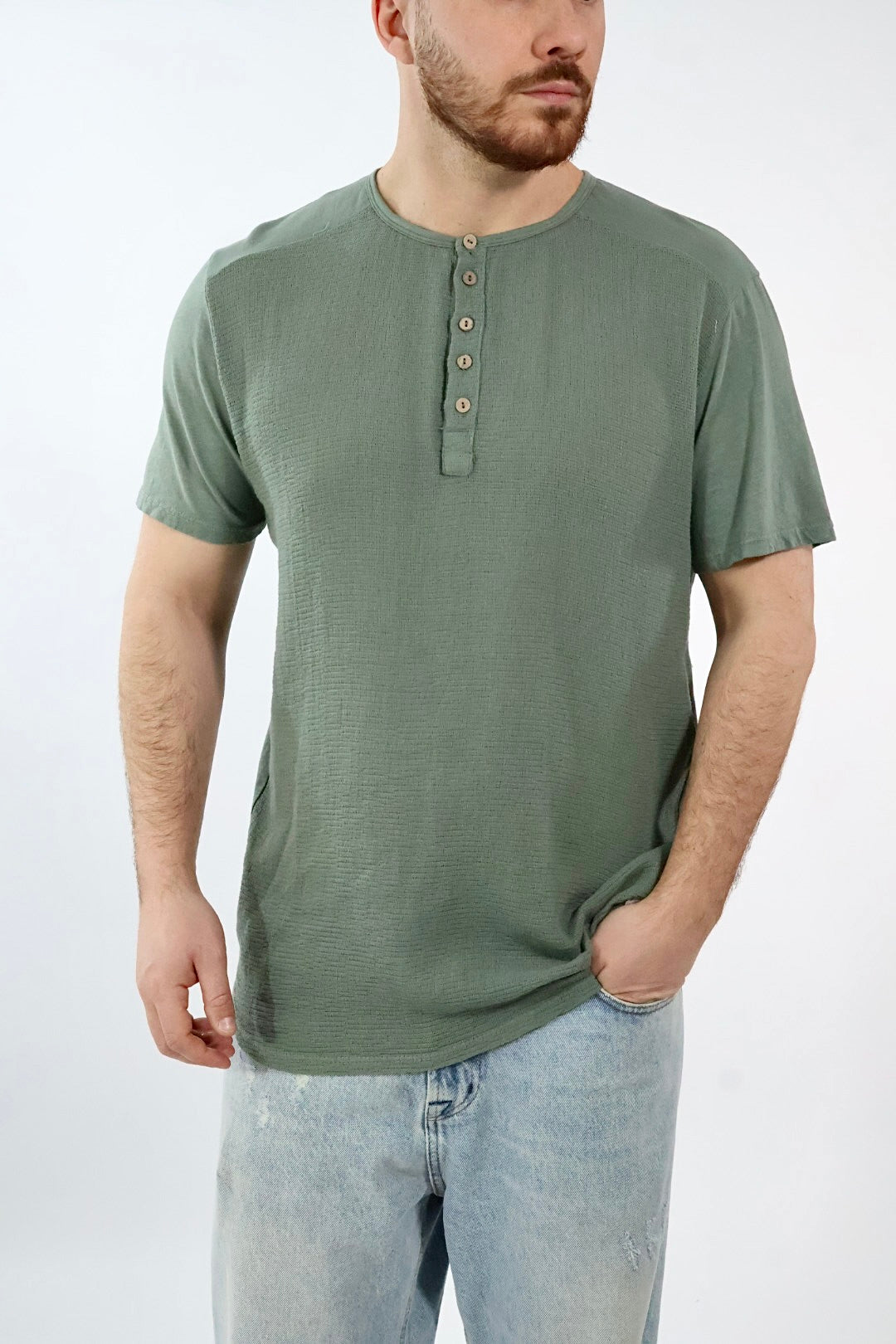 T-shirt serafino misto lino 102 BL11