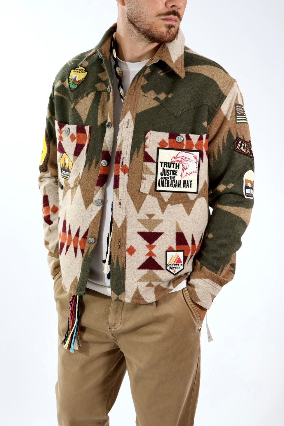 Giacca boxy azteco patch 366 BERNA