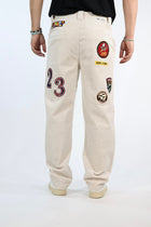 Pantalone 352 straight velluto e patch BERNA