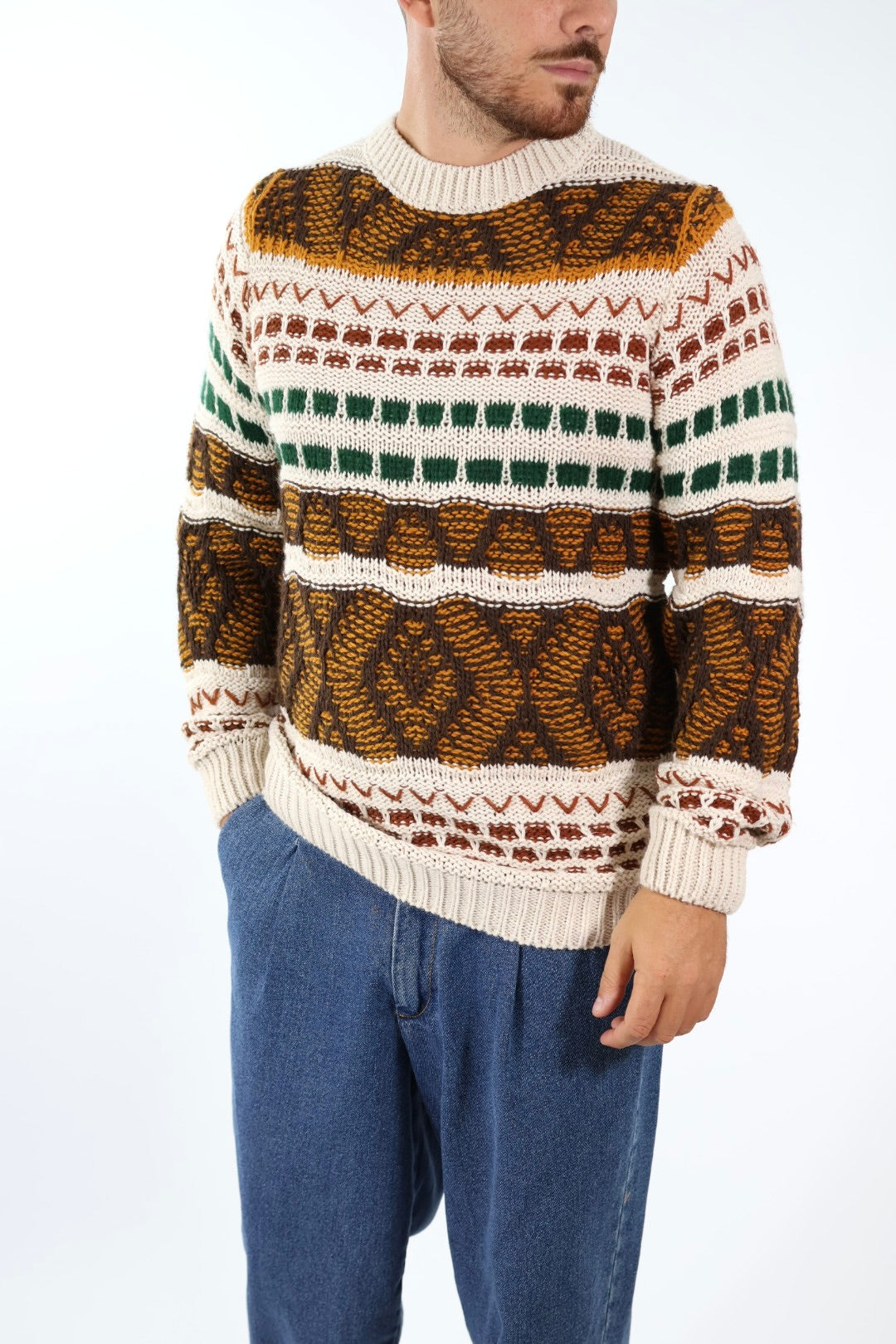 Maglione giro intarsio BW251430 BL11