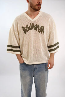 T shirt in maglia logo traforata 494  DISCLAIMER
