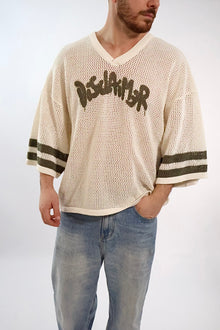 T shirt in maglia logo traforata 494  DISCLAIMER