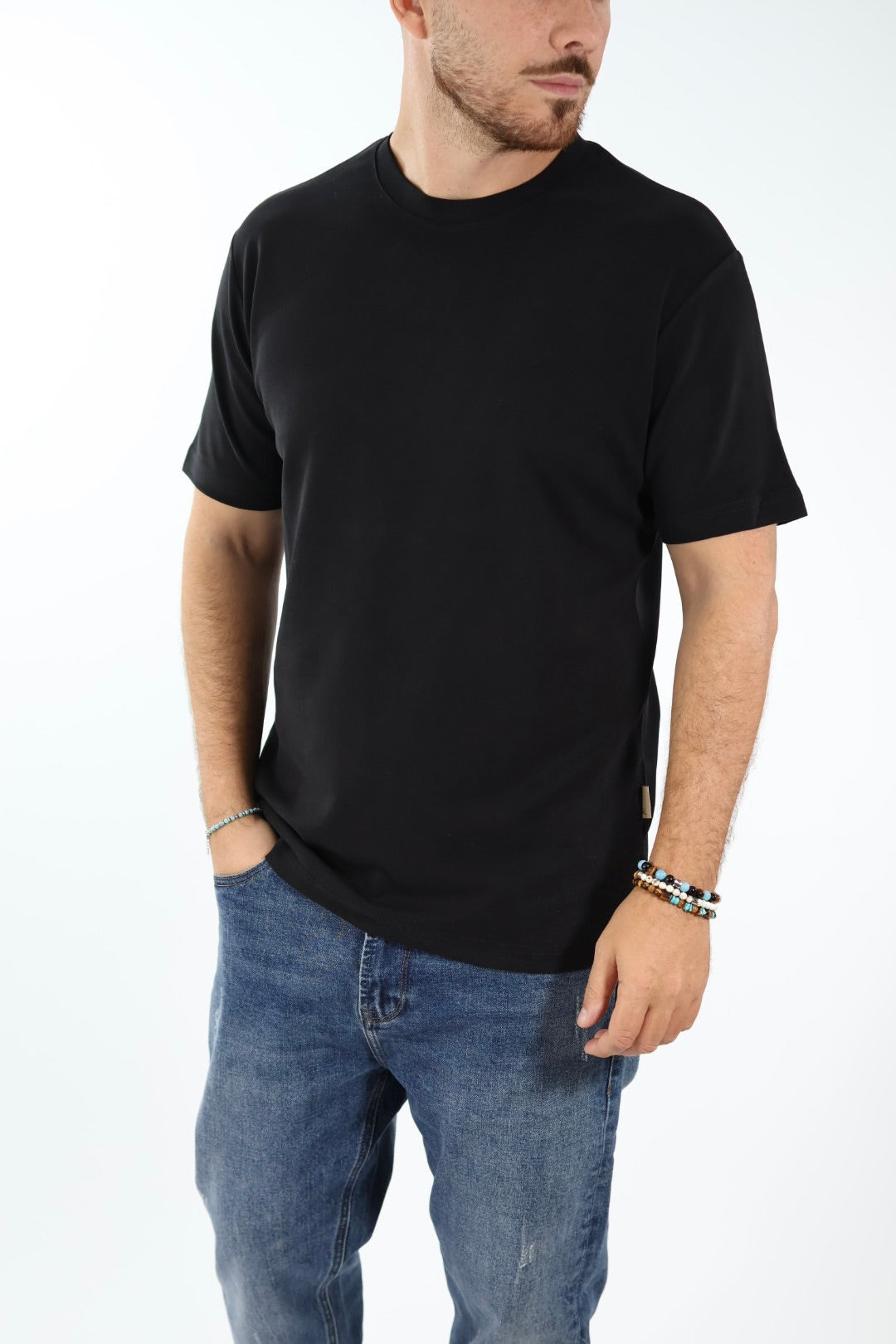 T-shirt basica viscosa nero 505L GIANNI LUPO