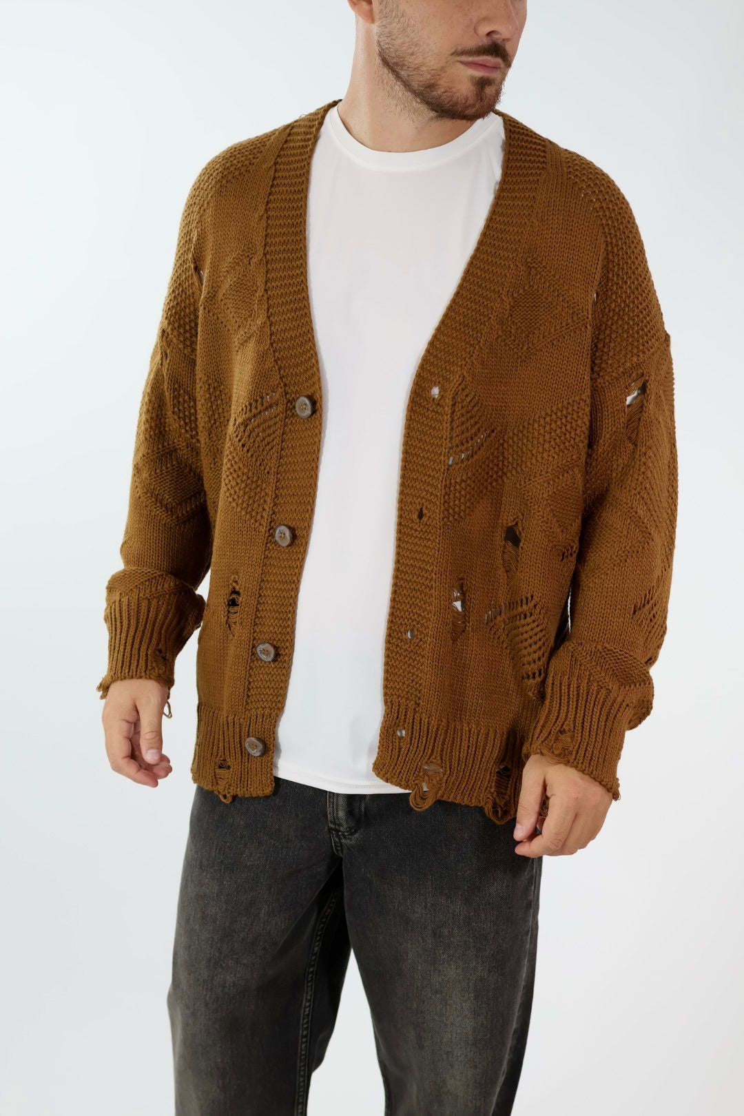 Cardigan strappi destroyed cropped fit  M54 OVERD