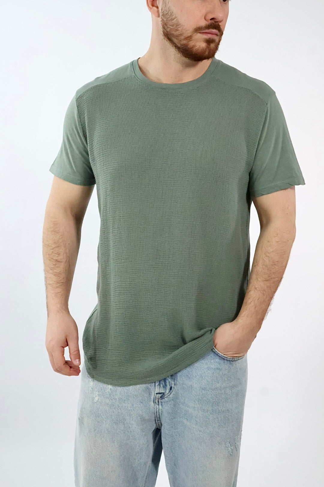 T-shirt girocollo misto lino 102 BL11