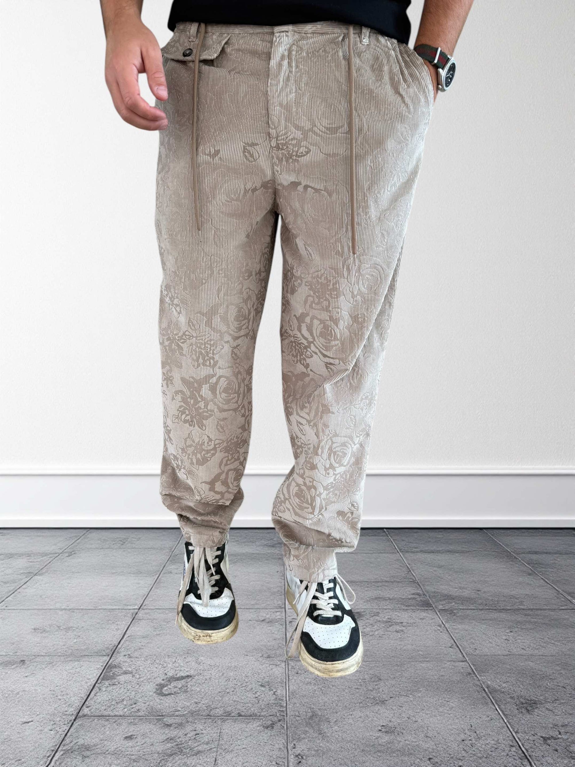 Pantalone devorè in velluto  ricamato 143 BERNA